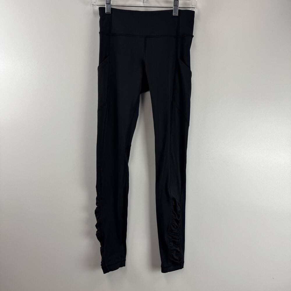 Lululemon Pants Womens Sz 4 Groove Ruched Leggings Yoga Activewear Zipper Pocket